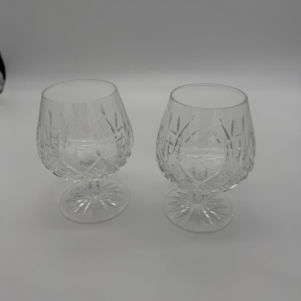 Waterford Lismore Crystal Brandy Snifters Set of 2 Short Stem Cognac Glasses